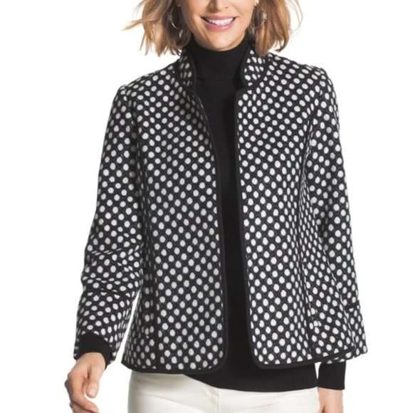 Chico's Jackets & Blazers - CHICO'S Soft Black White Polka Dot Open Jacket 3